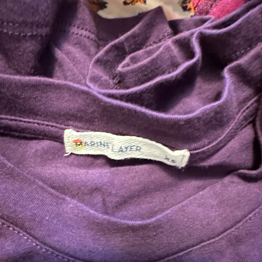 Marine Layer Celeste Ruffle Sleeve Top XS Purple - Image 4