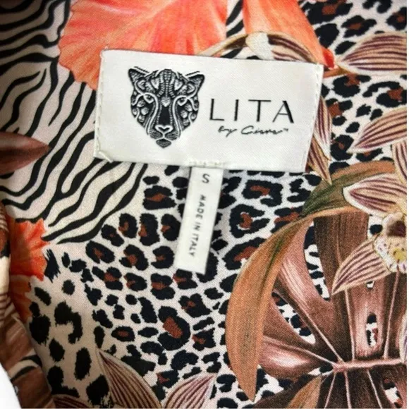 Revolve‎ Lita By Ciara Animal Floral Print Utility Belted Romper Italy Sz S $348 - Image 9