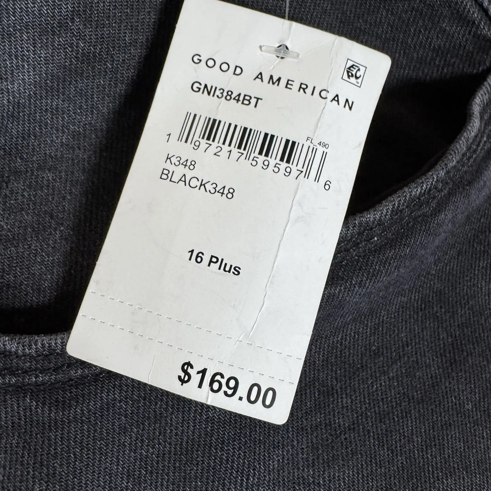 NWT! Good American Good 90s Mid Rise Relaxed Baggy Jeans Size 16 Womens Black - Image 3