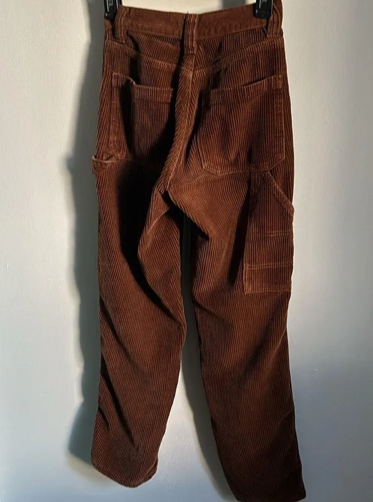 PacSun Women’s High-Rise Rustic Brown Corduroy Carpenter Pants - Image 3