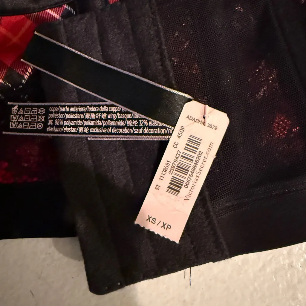 Victoria's Secret Red and Black Plaid Bralette bustier corset XS NWT - Image 5