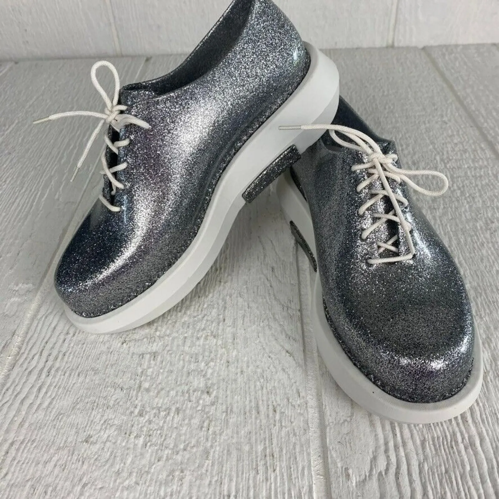 Melissa Vitorino Campos Shoes Women Seven Grunge Laced Platform Oxford Silver - Image 14