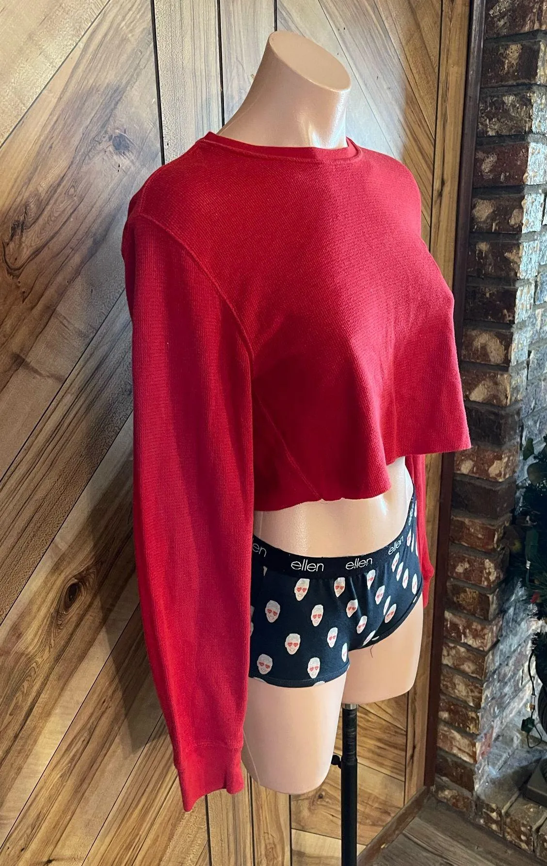 Polo Ralph Lauren Sleepwear Medium Red Waffle Knit Embroidered Bear Shirt - Image 4