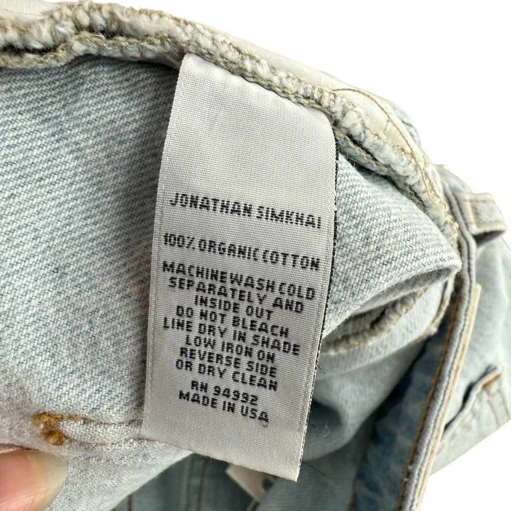 Jonathan Simkhai 28 Leo High Rise Denim Shorts Mykonos Light Wash Organic Cotton Blue - Image 6