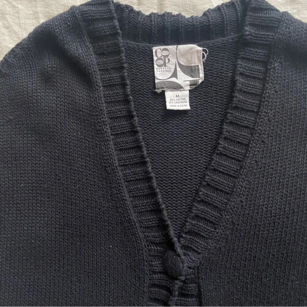 Barneys Cotton Cashmere Black Knit Short Sleeve Shrug Cardigan Sweater - Medium - Image 2