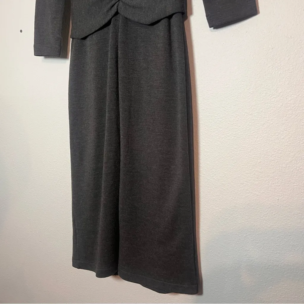Lafayette 148 Dress Virgin Wool Charcoal Grey Gray Size P Small Flaws - Image 9