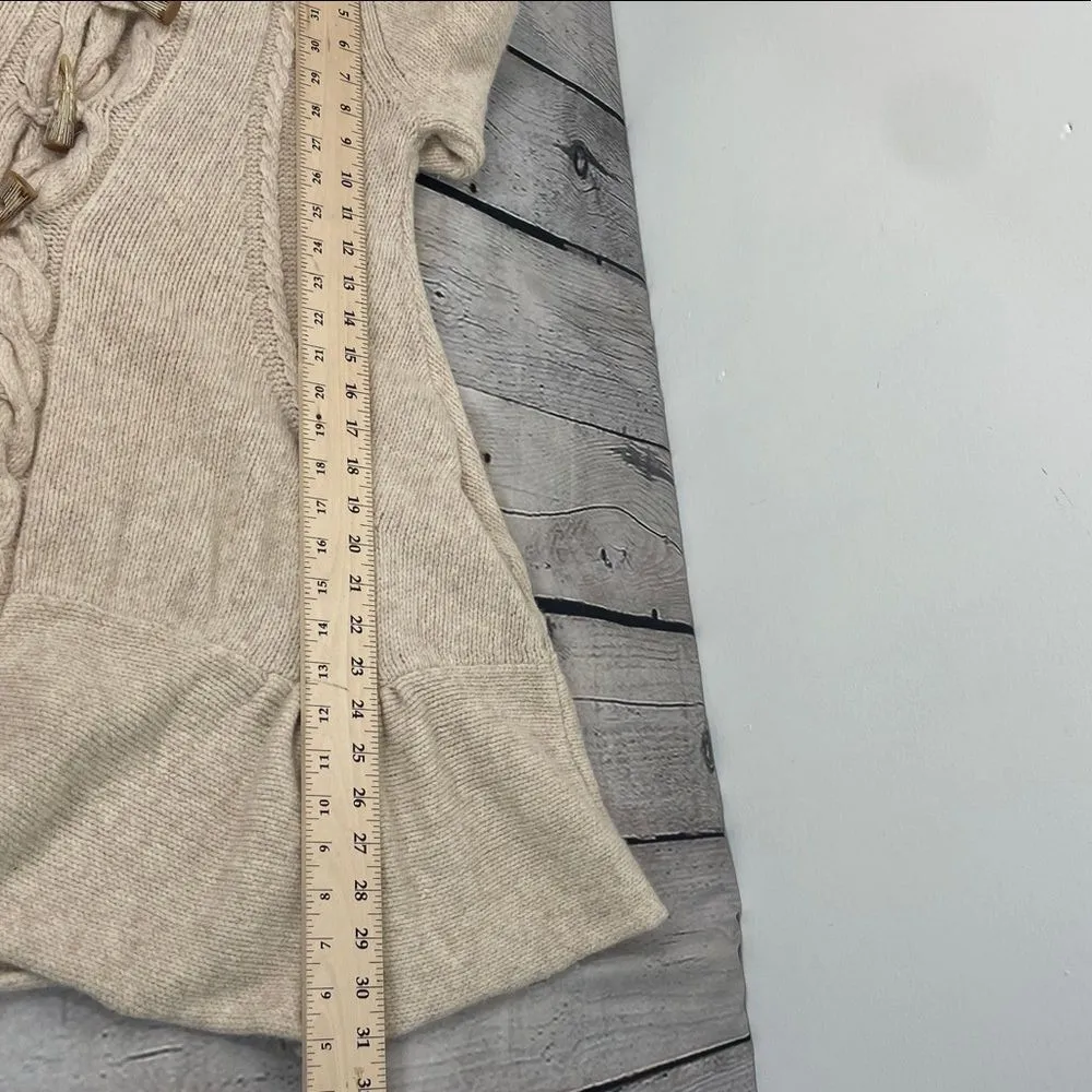 Anthropologie Angel of the North Cable Knit Long Cardigan Sweater Large cream - Image 16