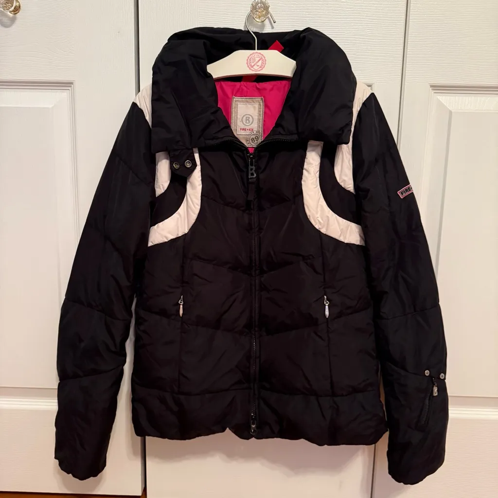 Bogner Fire + Ice Black and White Ski Puffer Coat - Image 2