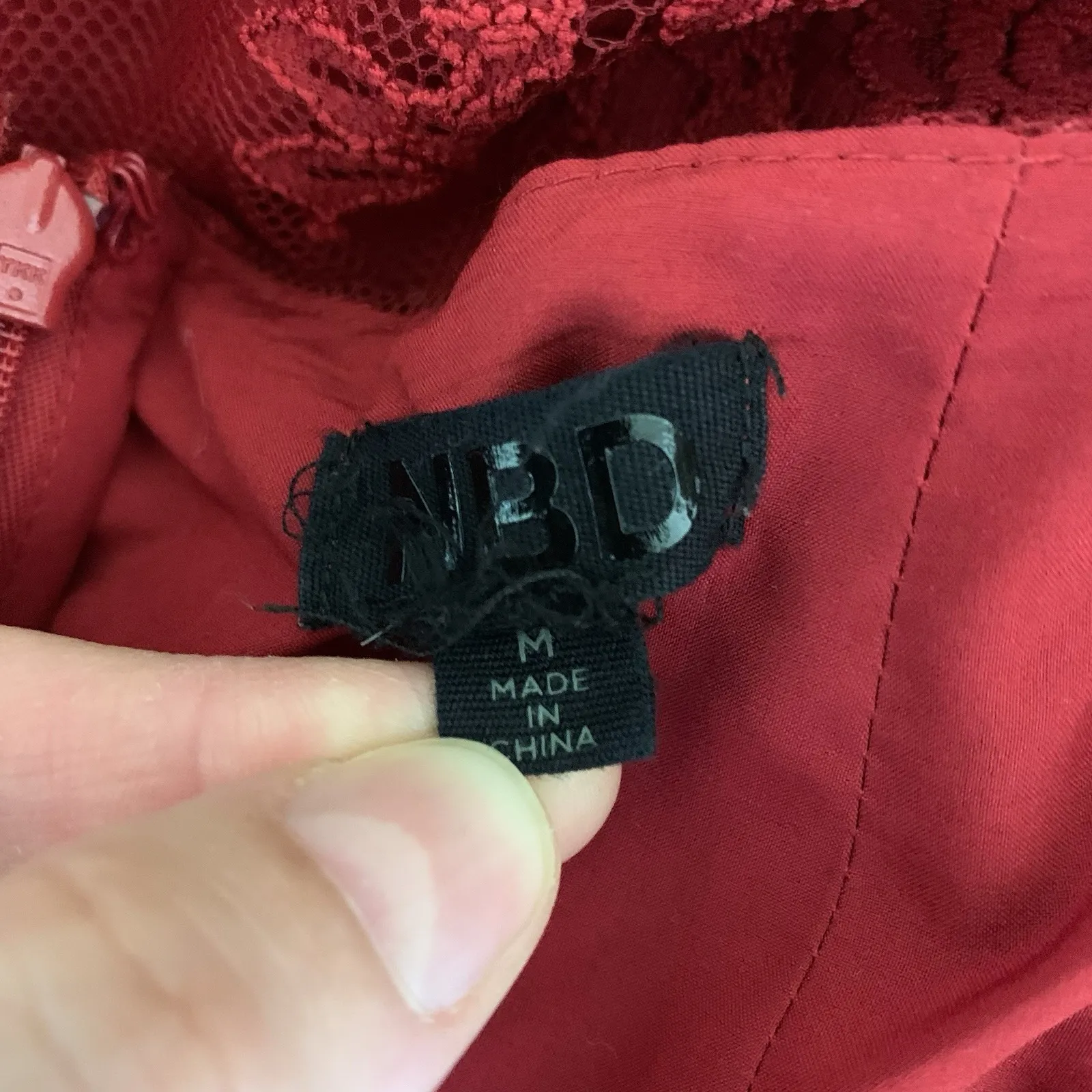 NBD Lace Bodycon Dress M Red Cocktail Party Date Night Chic - Image 4