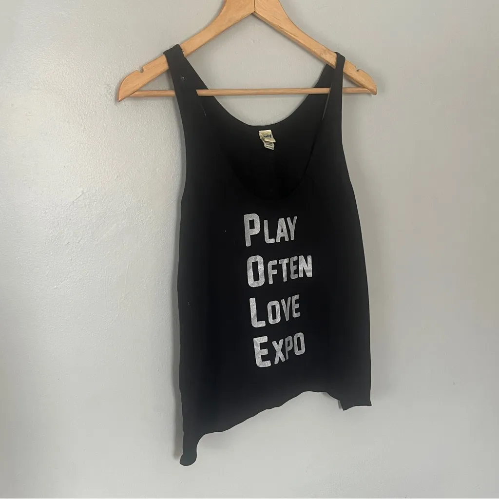 Pole Fitness Pole Dance Black Sleeveless Top Size L - Image 2