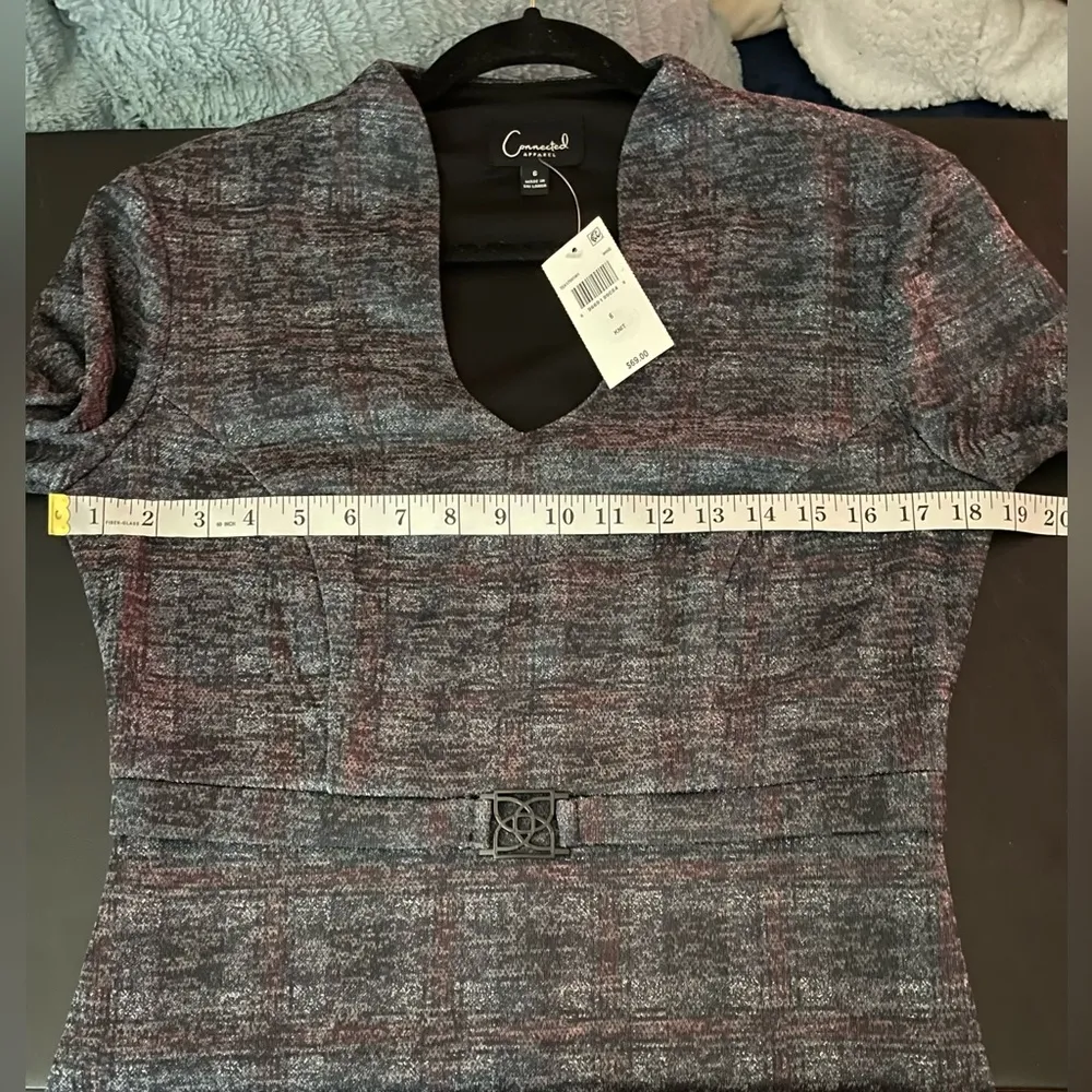 NWT Connected Apparel Office Work Dress Greys/Reds Size 6 - Image 3