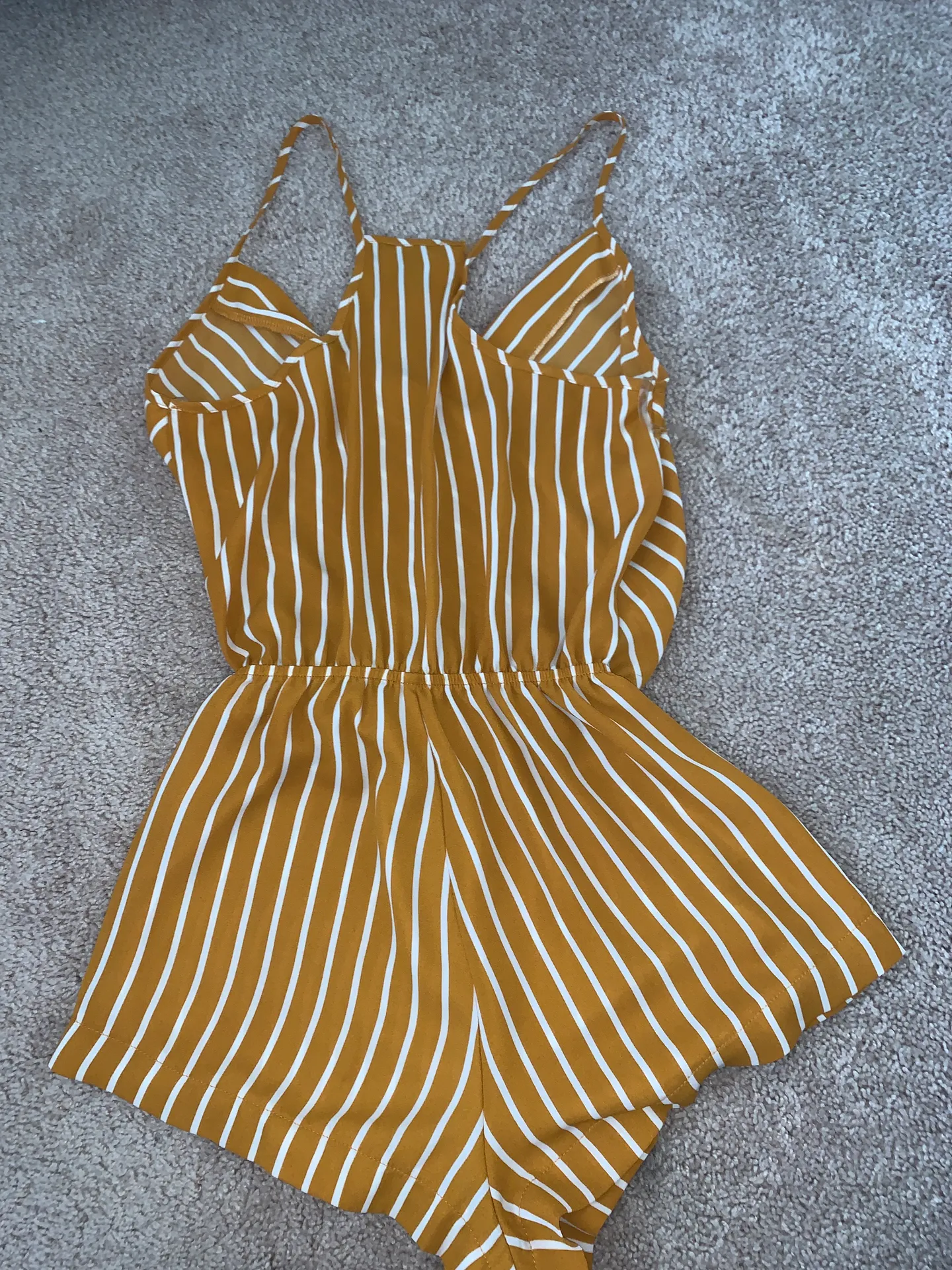Striped Mustard Yellow Romper - Image 2