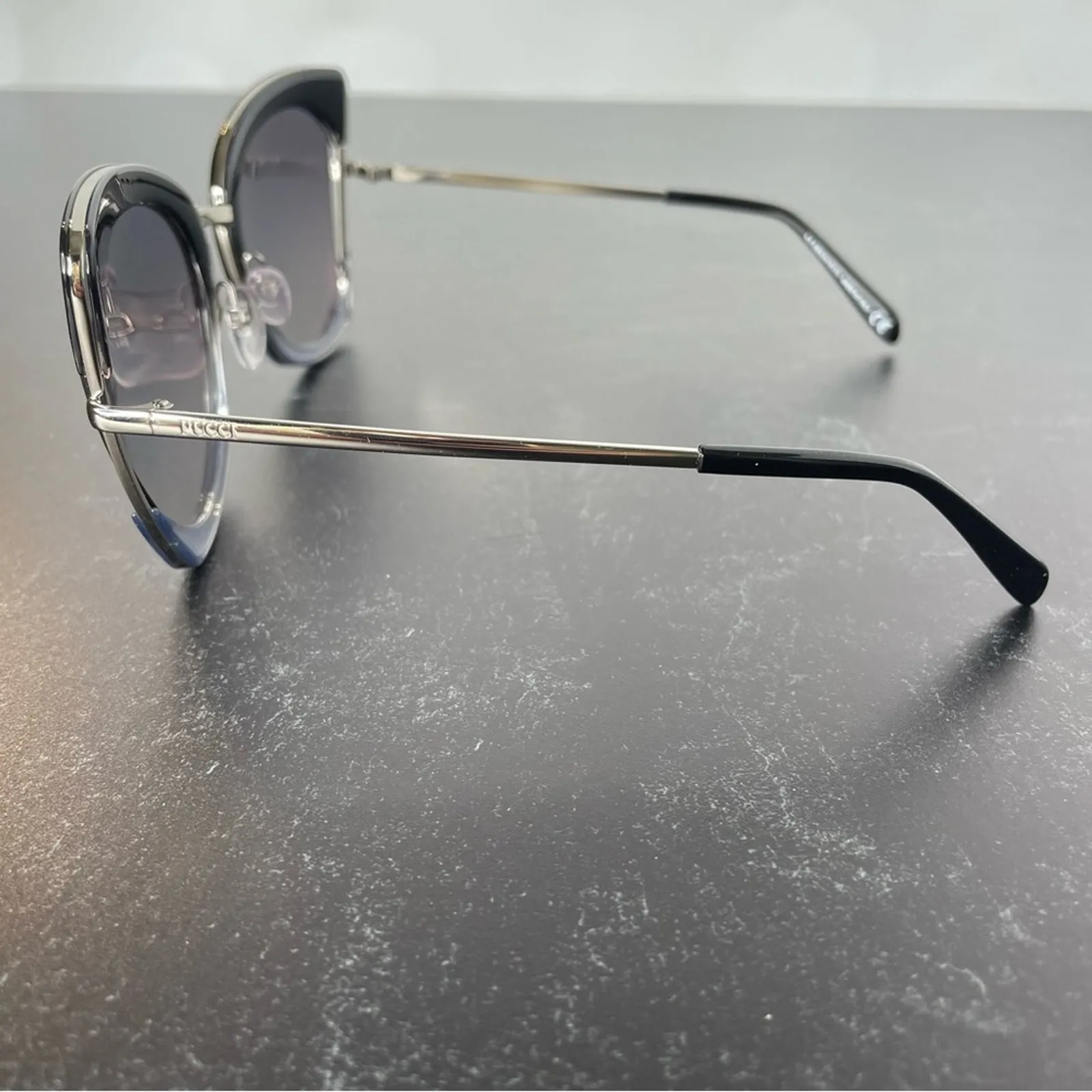 Emilio Pucci EP0074 05C Black Square Sunglasses Women’s Sz 55-23-135 - Image 3