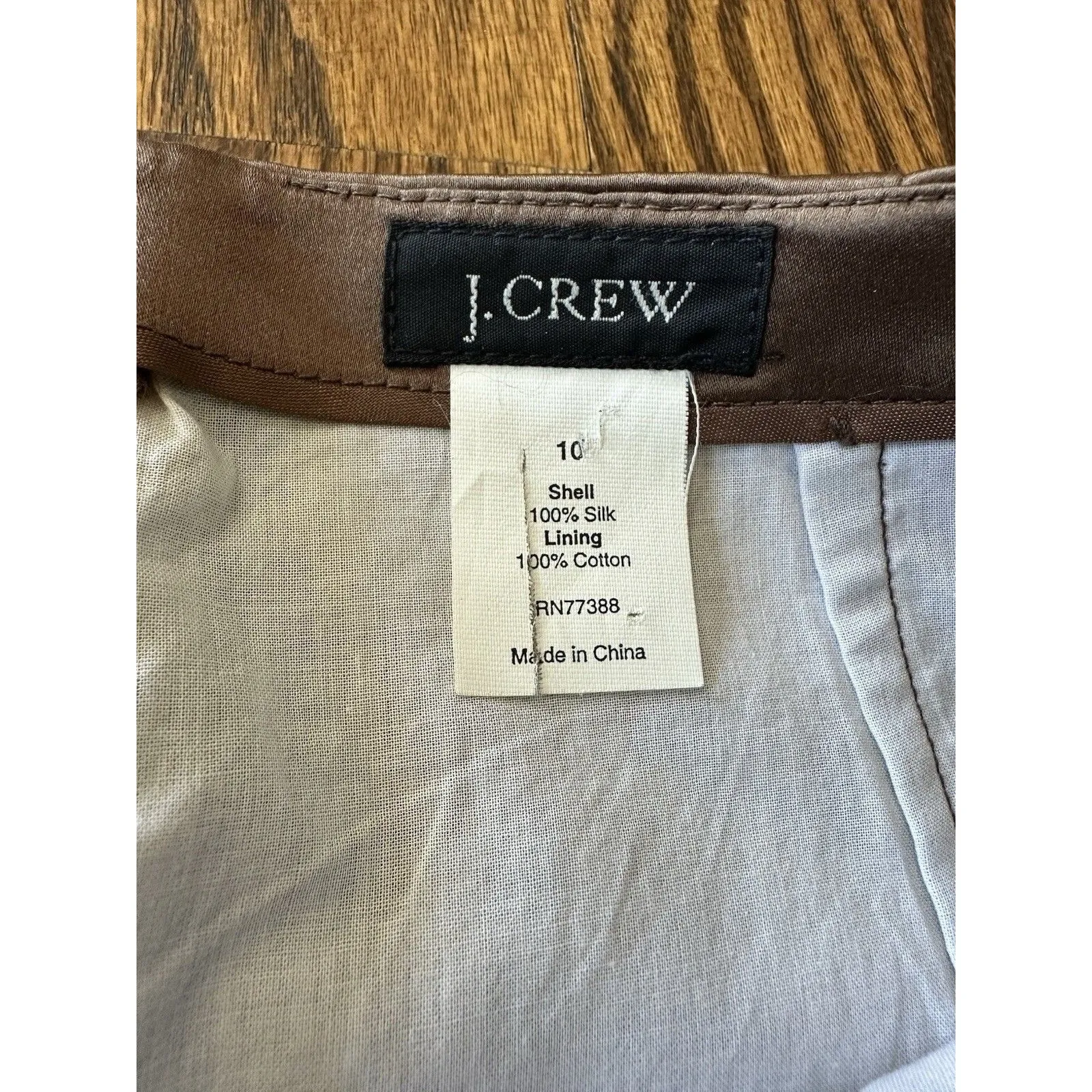 J Crew‎ Brown 100% Silk Pencil Skirt Lined Preppy Glam Party Office Academia 10 - Image 2