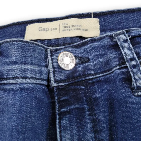  Jeans Size 8 Women's Gap 1969 True Skinny Super High Rise Jeans Stretch Blue Denim - Image 6