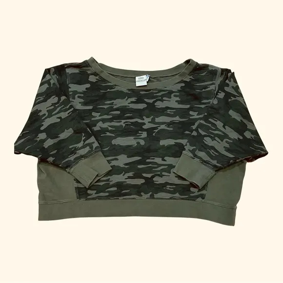 Women's Good American Off‎ The Shoulder Green Camo Sweatshirt Size 5 - XXL - Image 3