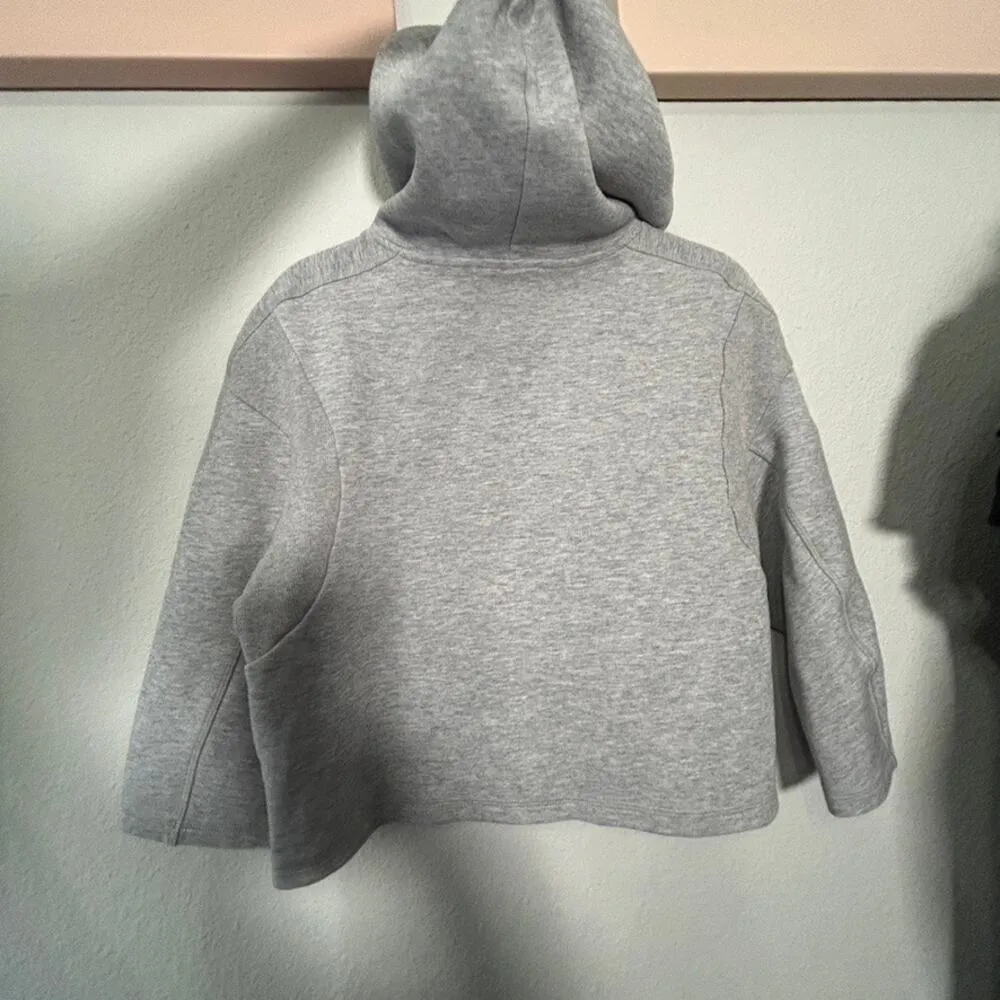 Adidas Performance VRCT Hoodie Grey Heather Crop Barrel Small Oversized Y2K 90s - Image 11