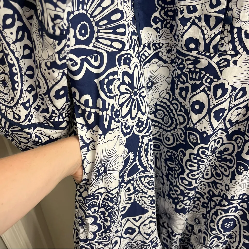 Hyacinth House Navy & White Floral Hillsborough Midi Dress XL Blue - Image 9