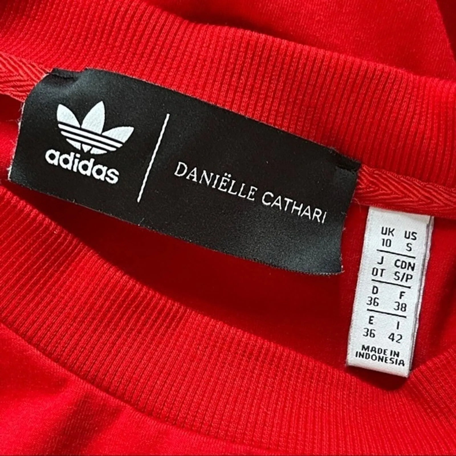 Danielle‎ Cathari x Adidas Shirt Womens Small Red White Athletic Tee Athleisure - Image 6