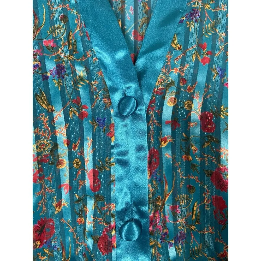 Victoria's Secret Vintage Gold Label Japanese Button PJ Top S Floral Pleated NWT - Image 4