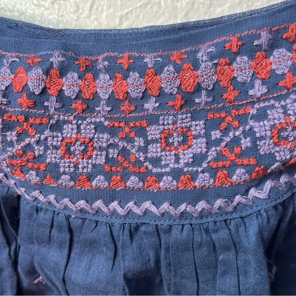 FREE PEOPLE Navy Blue Eternal Love Embroidered Tassel Tank Size Medium NEW! - Image 8