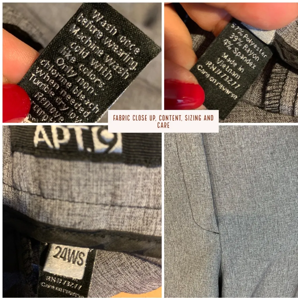 APT. 9 GRAY STRAIGHT LEG TROUSERS SHORT LENGTH (24WS) - Image 11