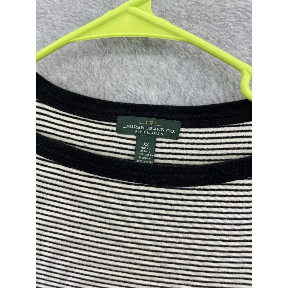 Lauren Ralph Lauren Women's Striped Dress Tiered Size XS Black White Long Sleeve - Image 9