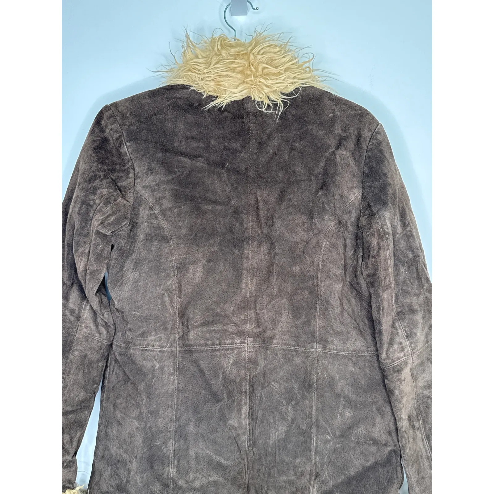 Y2K dELiA*s Suede Faux Fur Trim Jacket – Brown Shaggy Coat Size M (1990s/2000s) Tan Size M - Image 13