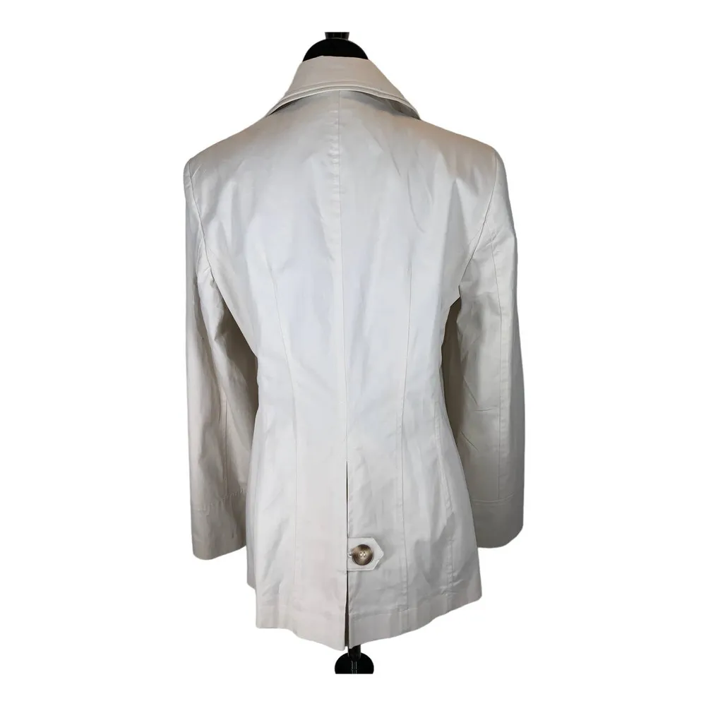 Per Una x Marks & Spencer | Sz 12 | Women's Cream Button Front Lined Rain Jacket - Image 2