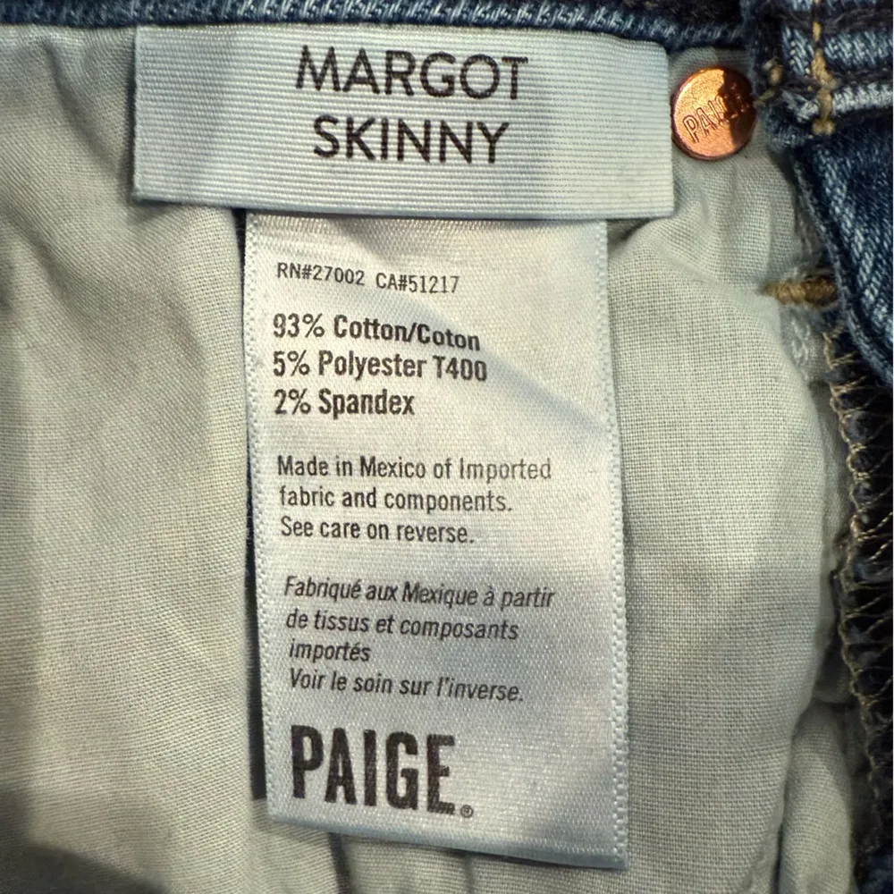 PAIGE Margot Super High Rise Skinny Jeans Claudia Dark Wash Size 23 - Image 8