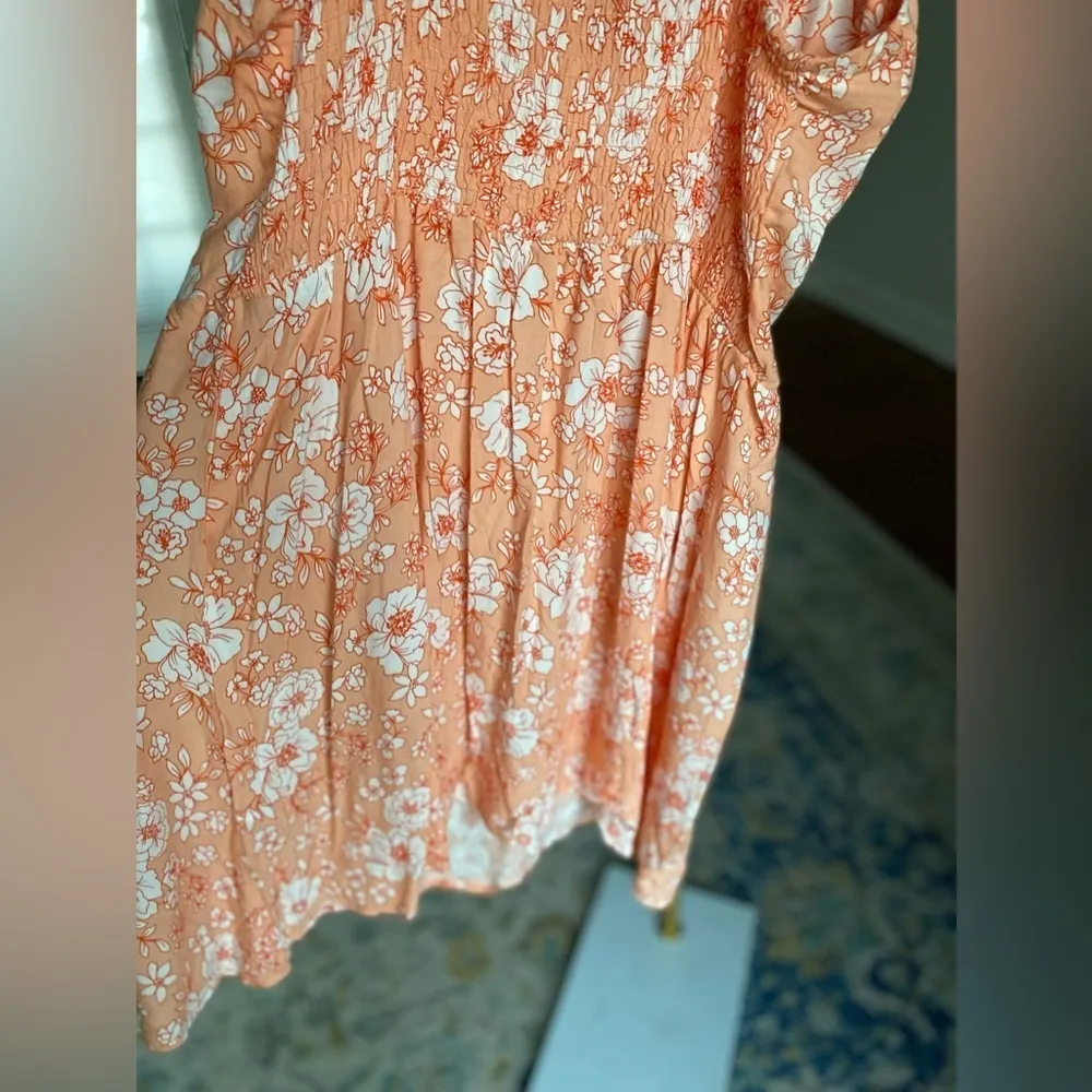 Jolie & Joy Mini Dress Floral Keyhole Spaghetti Strap Summer Vaca Resort Boho XL Orange - Image 4