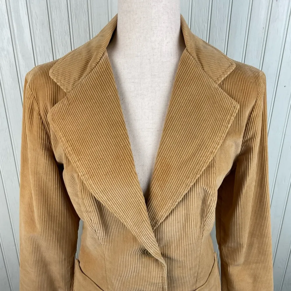 Vintage 70s Happy Legs Tan Corduroy Blazer Jacket Women's Size 13 Retro Hippie - Image 3