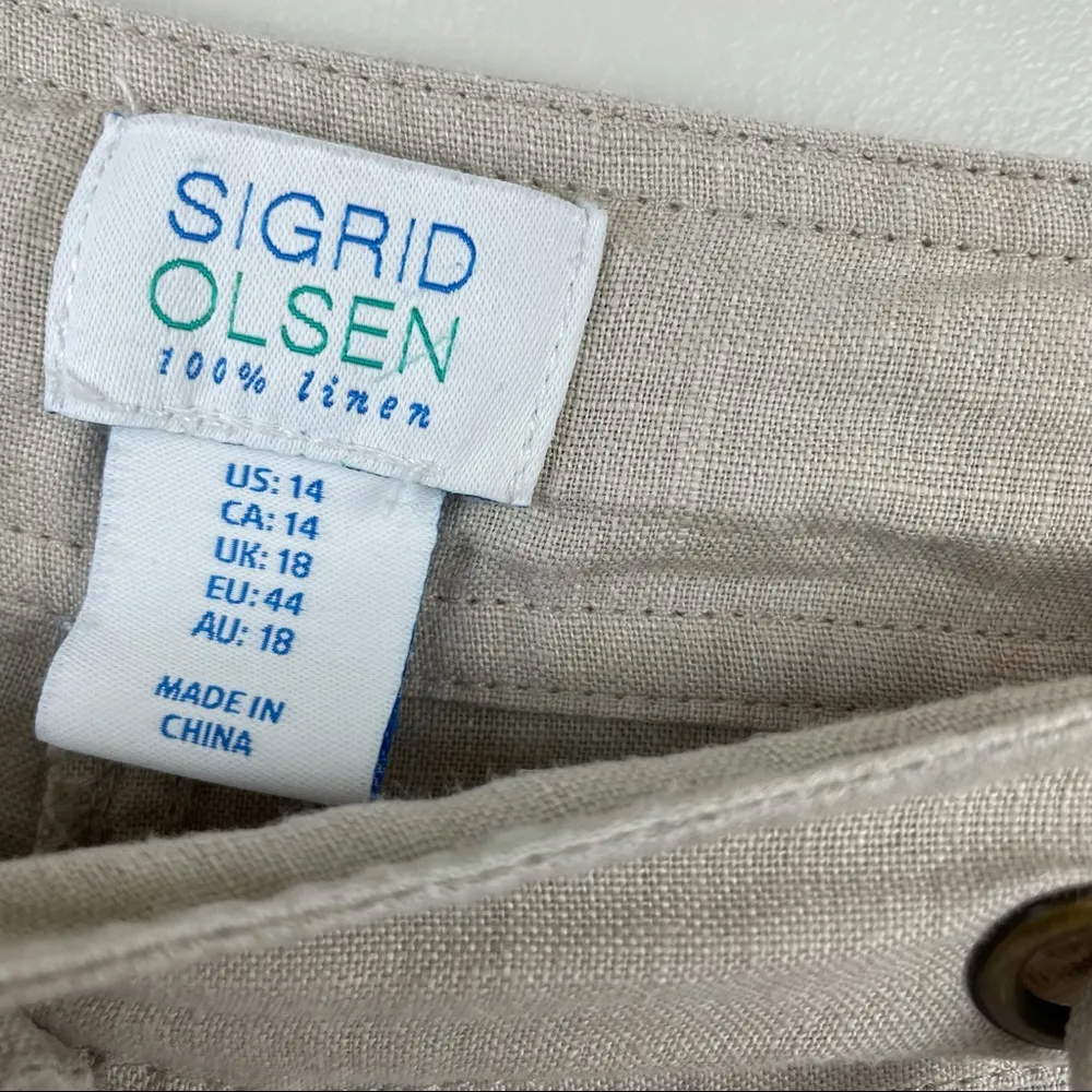 Sigrid Olsen 100% Linen Tan Tie Shorts - Image 7