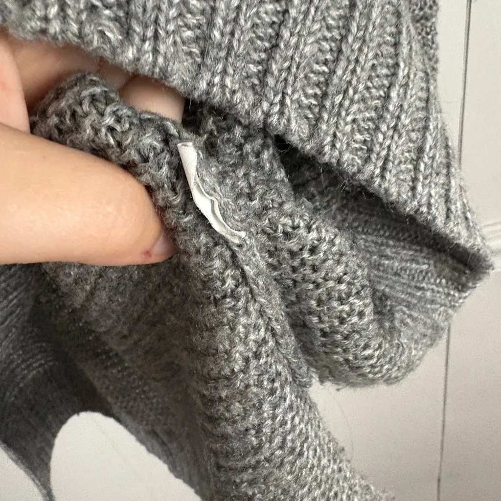 Zara Knit Medium Gray Turtleneck Sweater Oversized Dress Winter Warm Basic Fall - Image 2