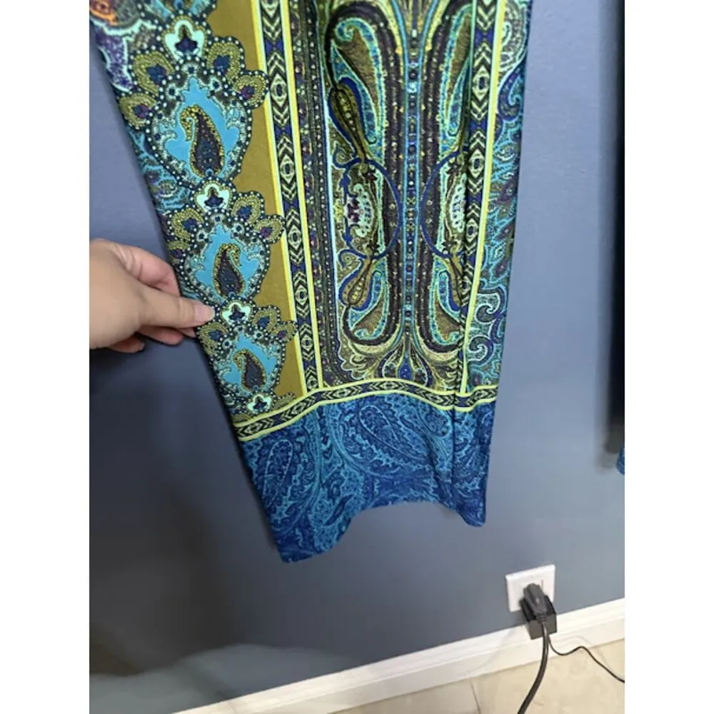 Sunny Leigh Wide Leg Pants Women's Size Med Stretch Paisley Art to Wear Palazzo - Image 5