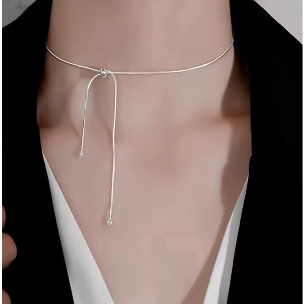 NEW Women's 925 Sterling Silver Lariat Ball Slide Necklace,‎ Adjustable - Image 9