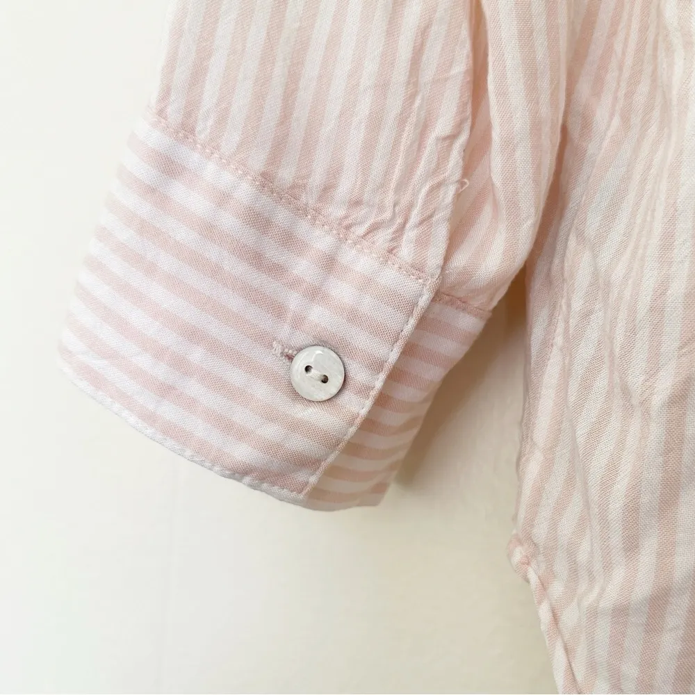 SOMETHING NAVY Pink & White Striped Button Down Shirt - Image 5