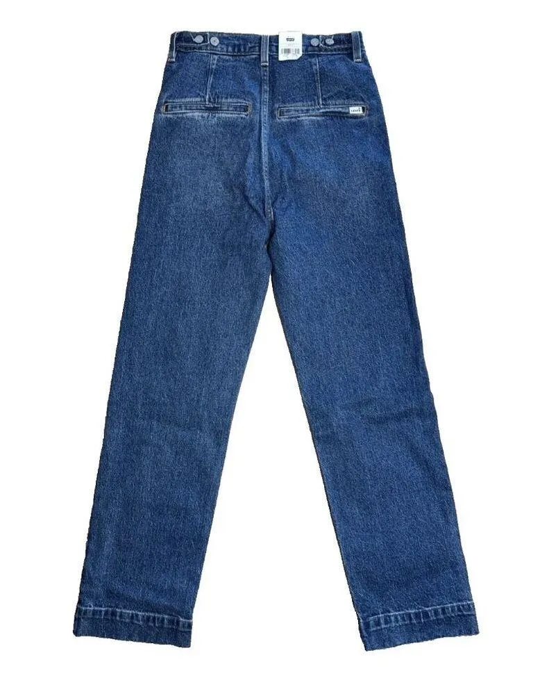 Levi's Premium Ribcage Straight Ankle Tailored Jeans 26x31 Valley View Dark - Image 6