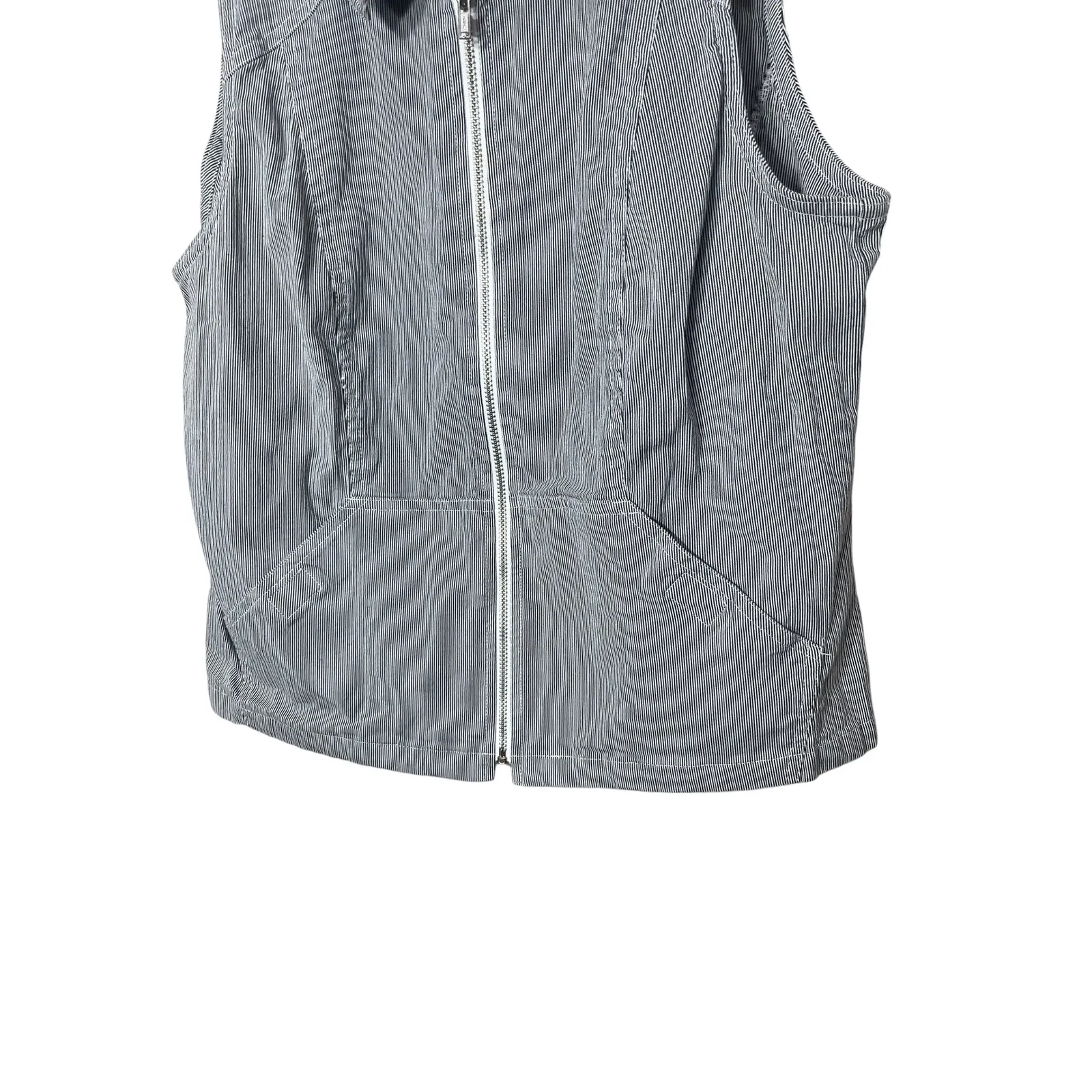 Vintage Rafaella Petites Striped Vest Womens 8P Gray Sleeveless Zip Up‎ Collared - Image 3