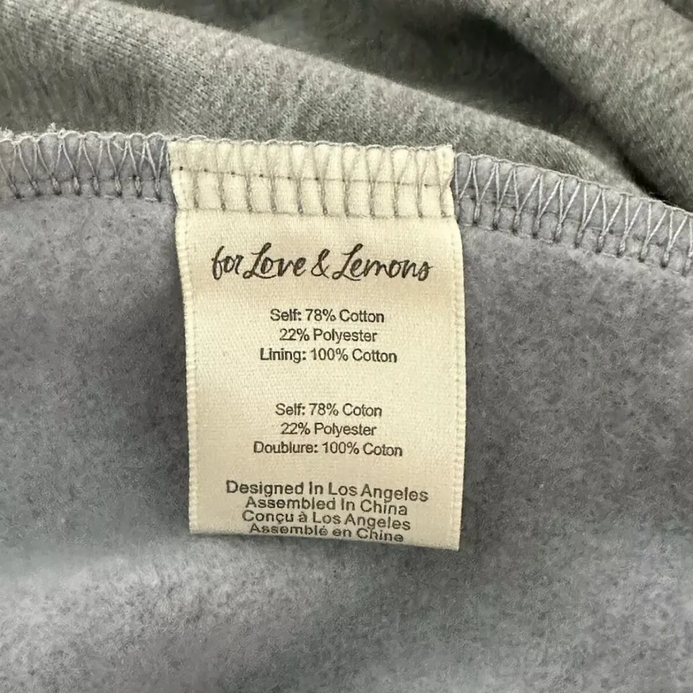 For Love & Lemons Gray Cropped Hoodie Sweatshirt & Joggers XL Set New VS FLL NWT - Image 14