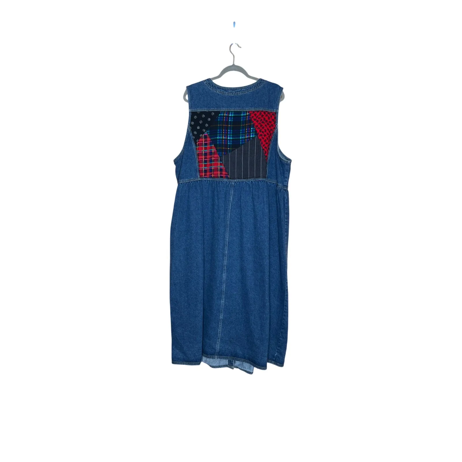 Carol Little NEW VTG 22W deadstock denim maxi jumper dress patchwork panels Blue - Image 2