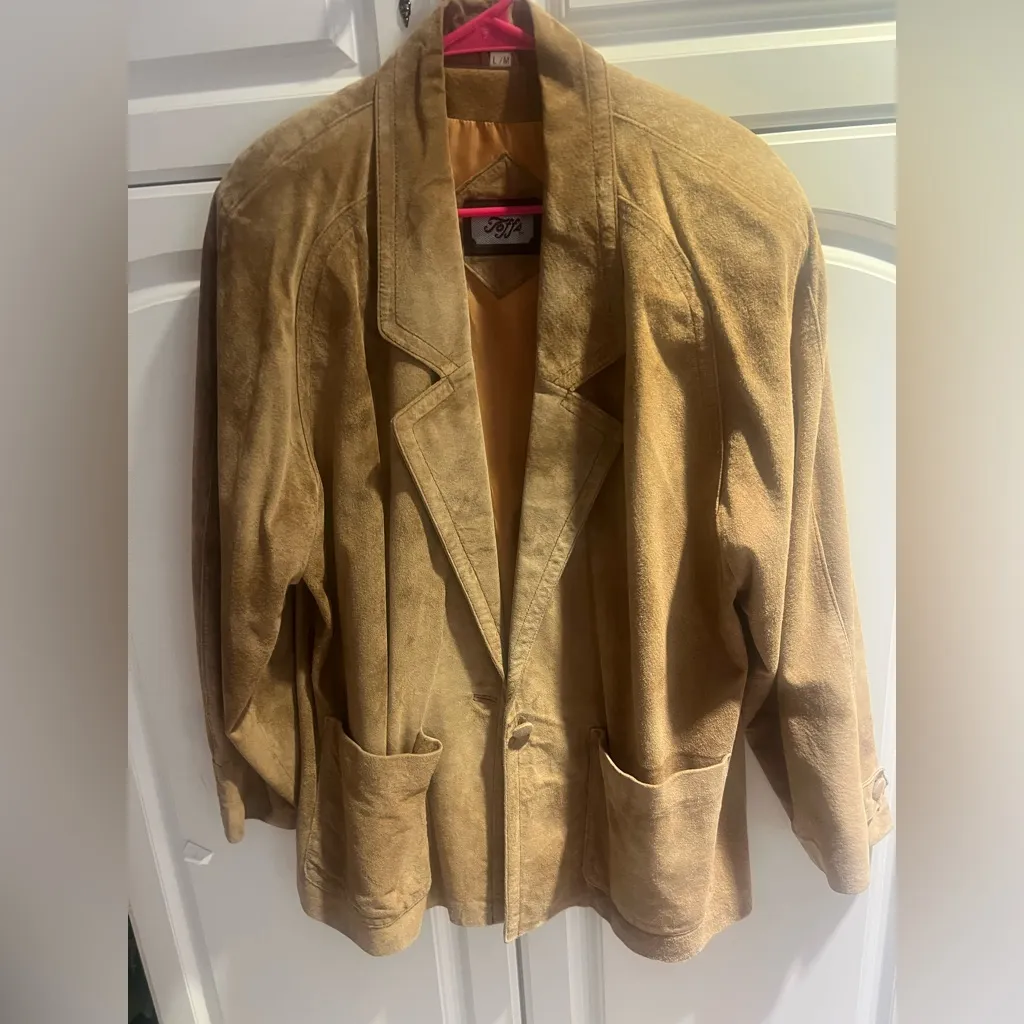 Vintage Toffs Suede leather Jacket Blazer Farmhand Brown Size L - Image 3