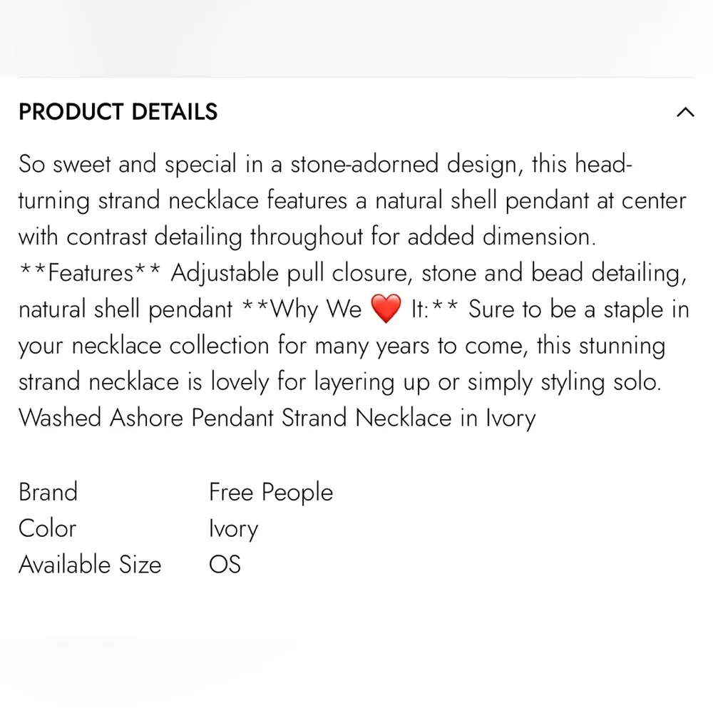 NWT FREE PEOPLE Ariana Ost Washed Ashore Pendant Strand Necklace - Ivory - Image 10