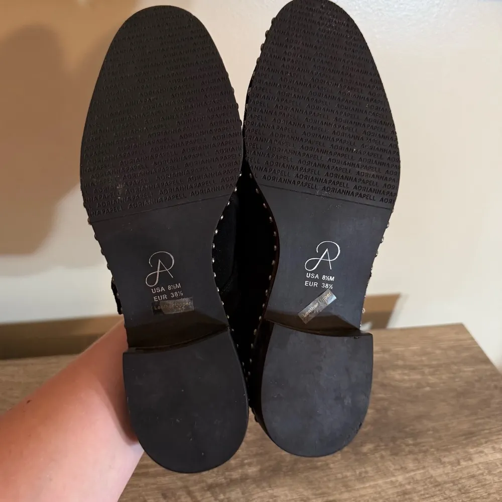 Adrianna Papell Black Suede Studded Shoes Women’s Size 8.5 Studs & Buckle Detail - Image 11