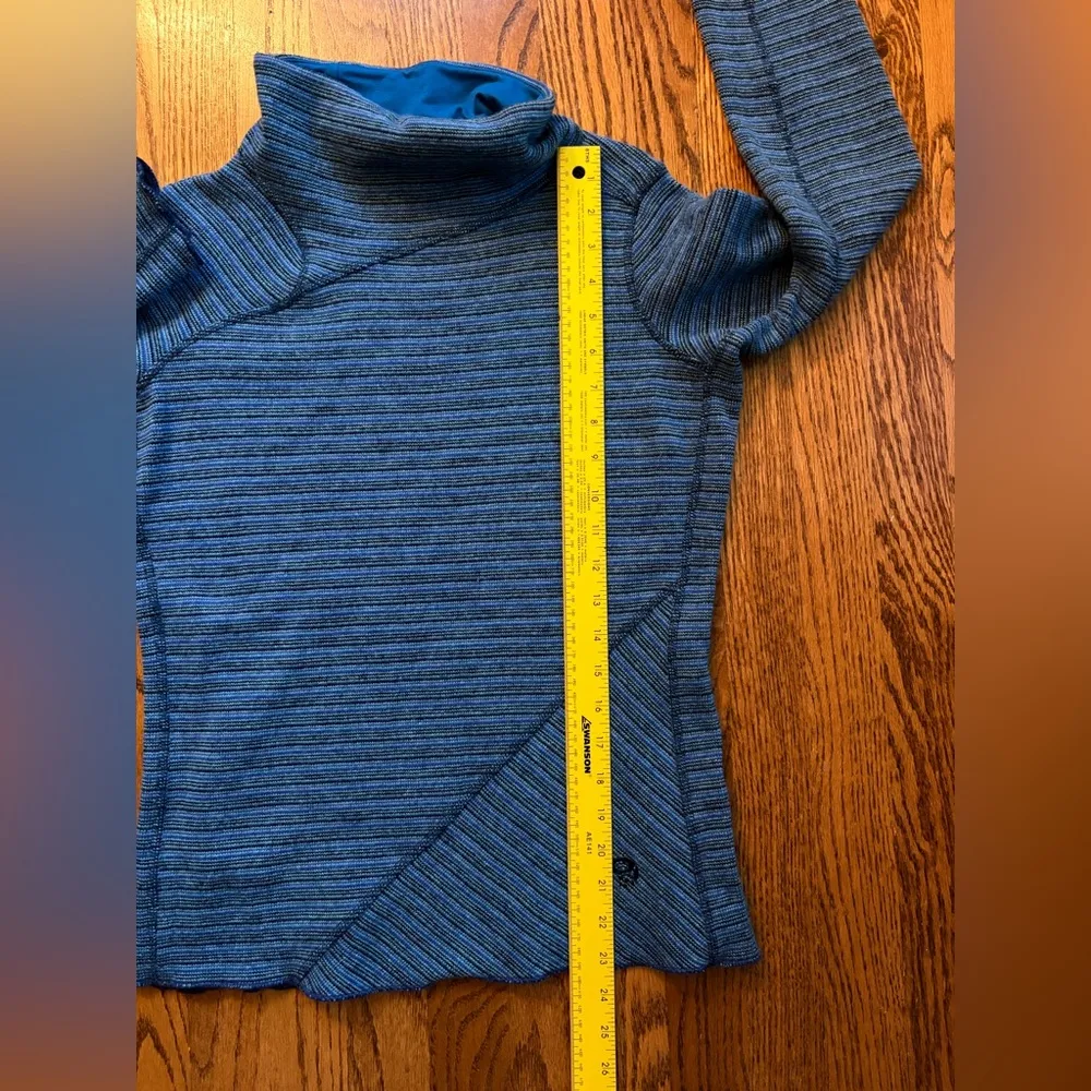 Mountain Hardwear Serrana Women’s Wool Blend Blue Striped Mock Neck Sweater - S - Image 7