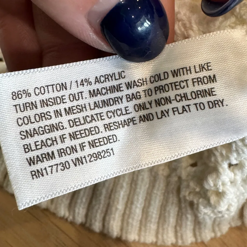 A New Day open-weave cardigan button-front closure cropped bell sleeves cream XL - Image 3