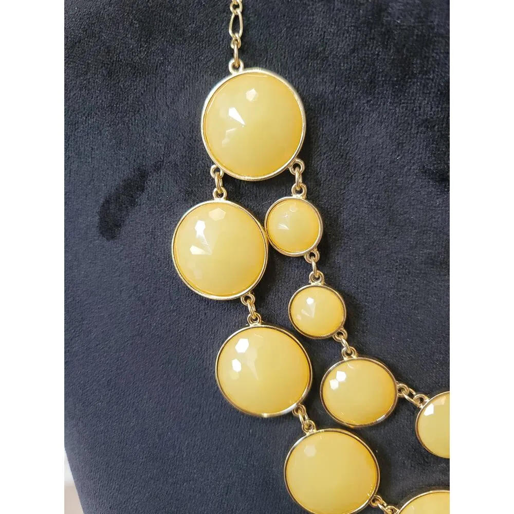 Women's Yellow Bubble Bib Necklace Lobster Clasp Gold Tone Statement Jewelry - Image 5