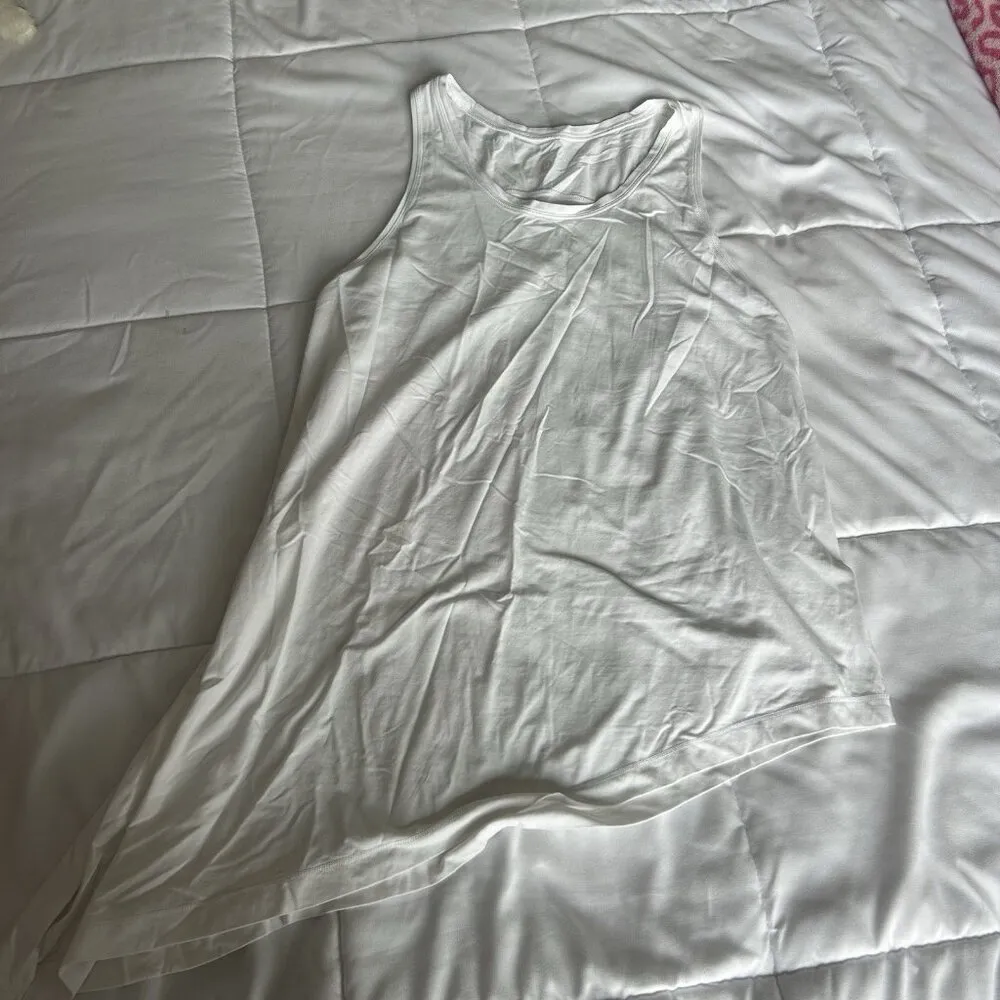 Lululemon White Tank Top Flowy Long Yoga Activewear Slit Womens Breathable Size L - Image 7