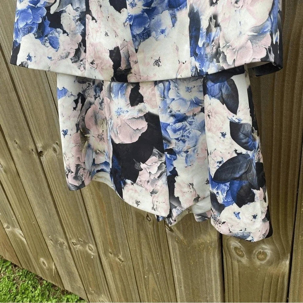 Anthropologie Brand Keepsake To The Point Floral Strapless Short Romper Blue - Image 6