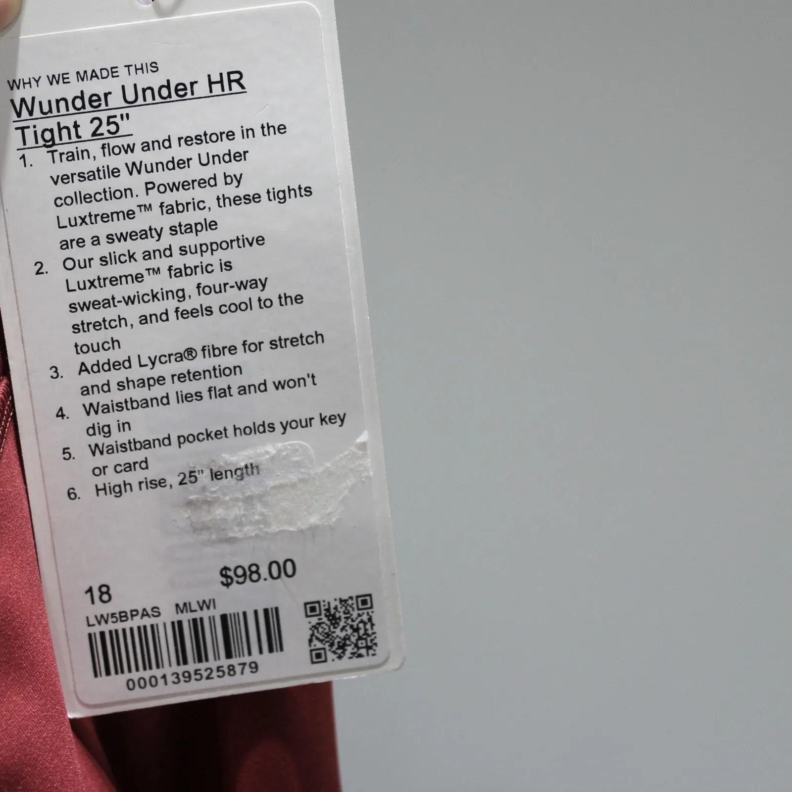 Lululemon Wunder Under HR Tight 25" Mulled Wine Size 18 NWT - Image 6